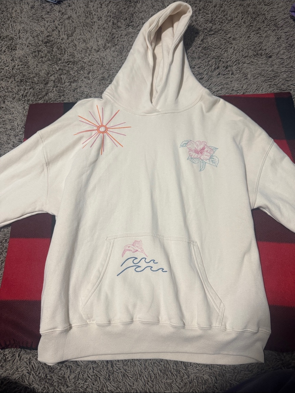 Hollister Cream Fleece-Lined Pullover Hoodie